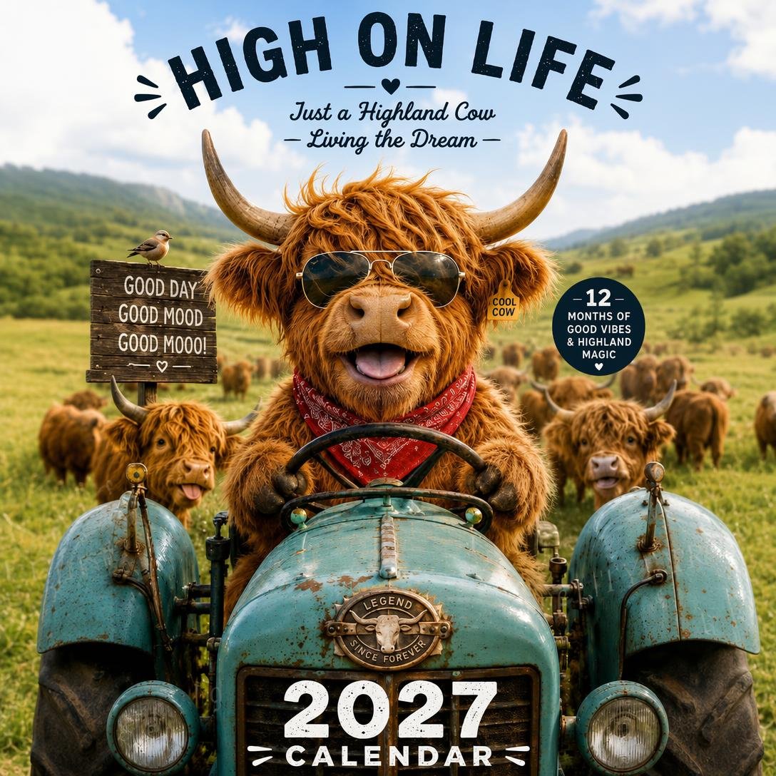 MooDelight – 2027 Highland Cow Wall Calendar