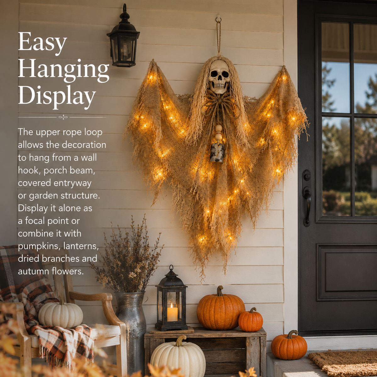 Lighted Winged Skeleton Ghost Halloween Décor