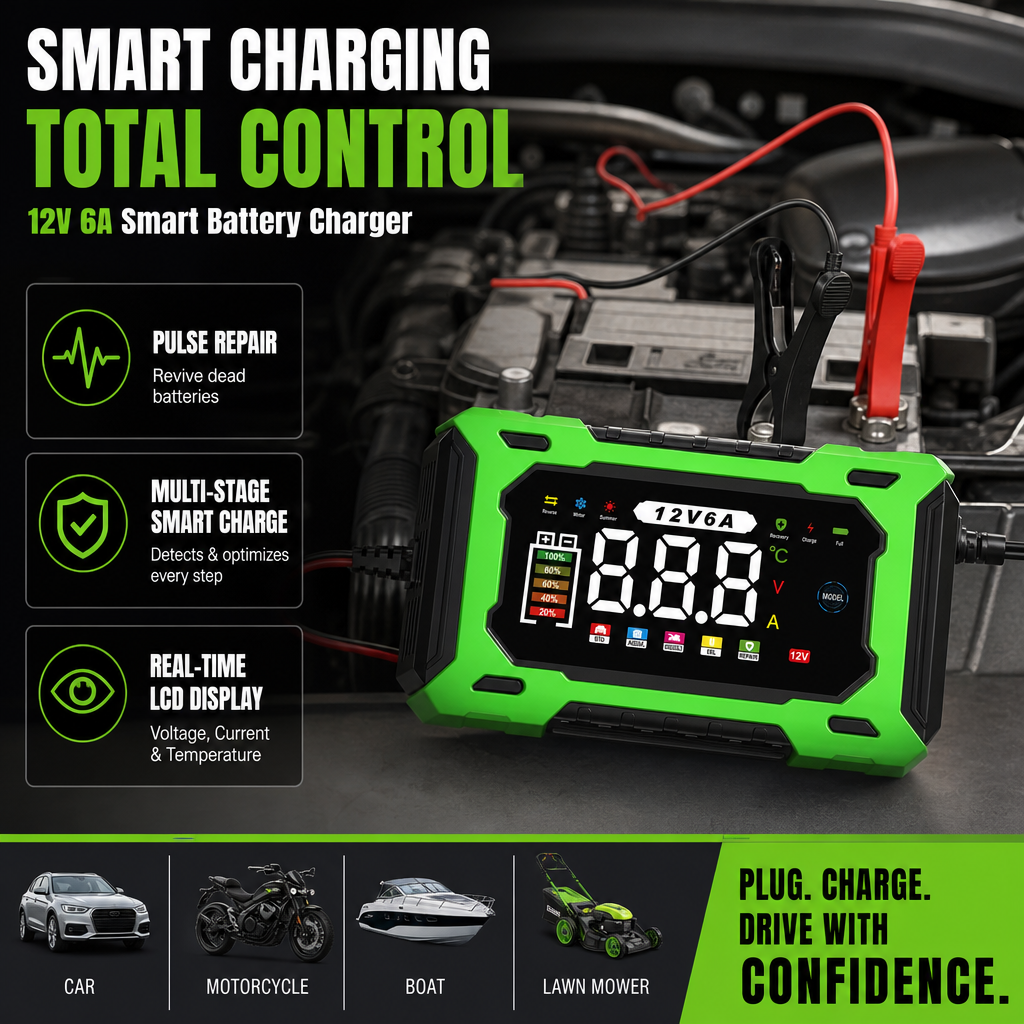 AutoVolt – 12V Smart Battery Charger & Repairer