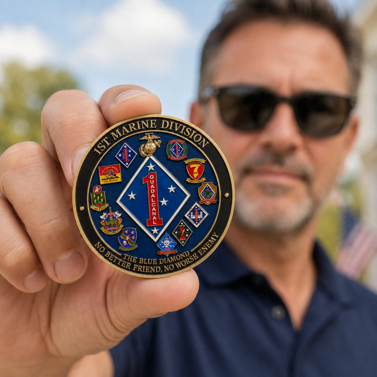 🔷U.S. Marine Corps 1st Marine Division “The Blue Diamond” Commemorative Coin（Gift box included）