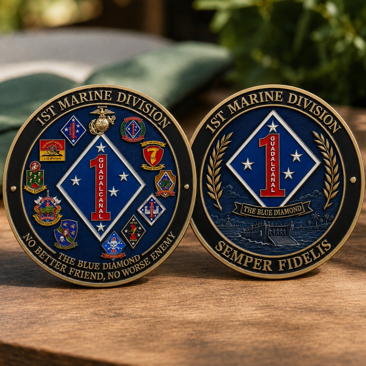🔷U.S. Marine Corps 1st Marine Division “The Blue Diamond” Commemorative Coin（Gift box included）