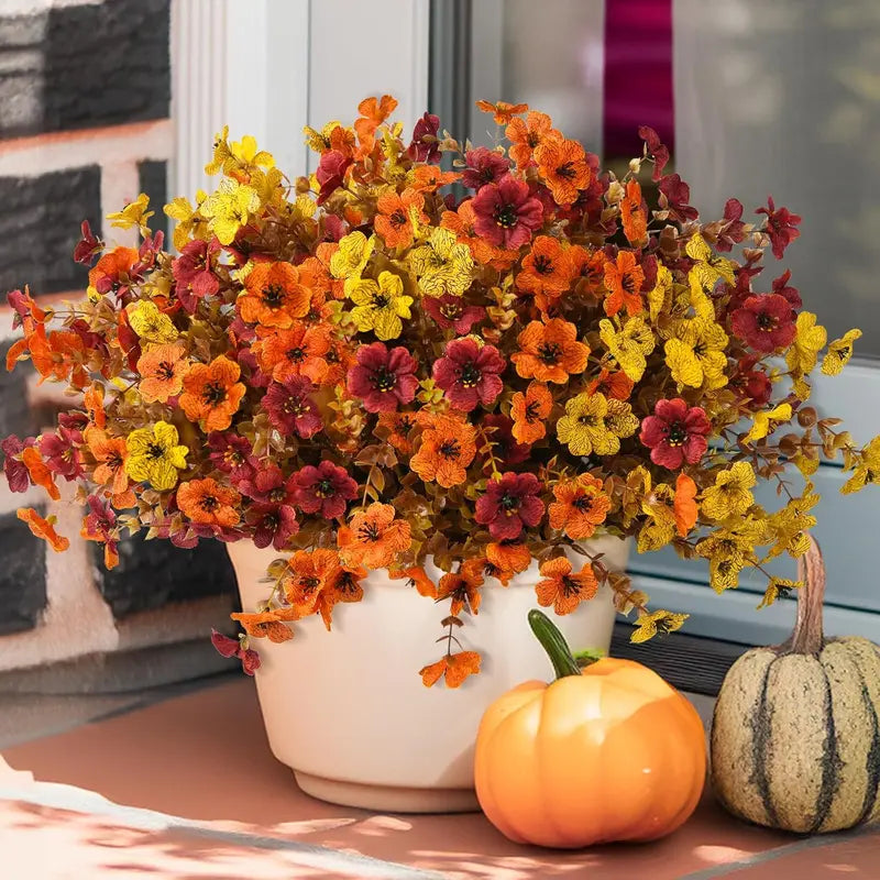 HarvestLoom – 12-Piece UV-Resistant Autumn Flower Bouquet