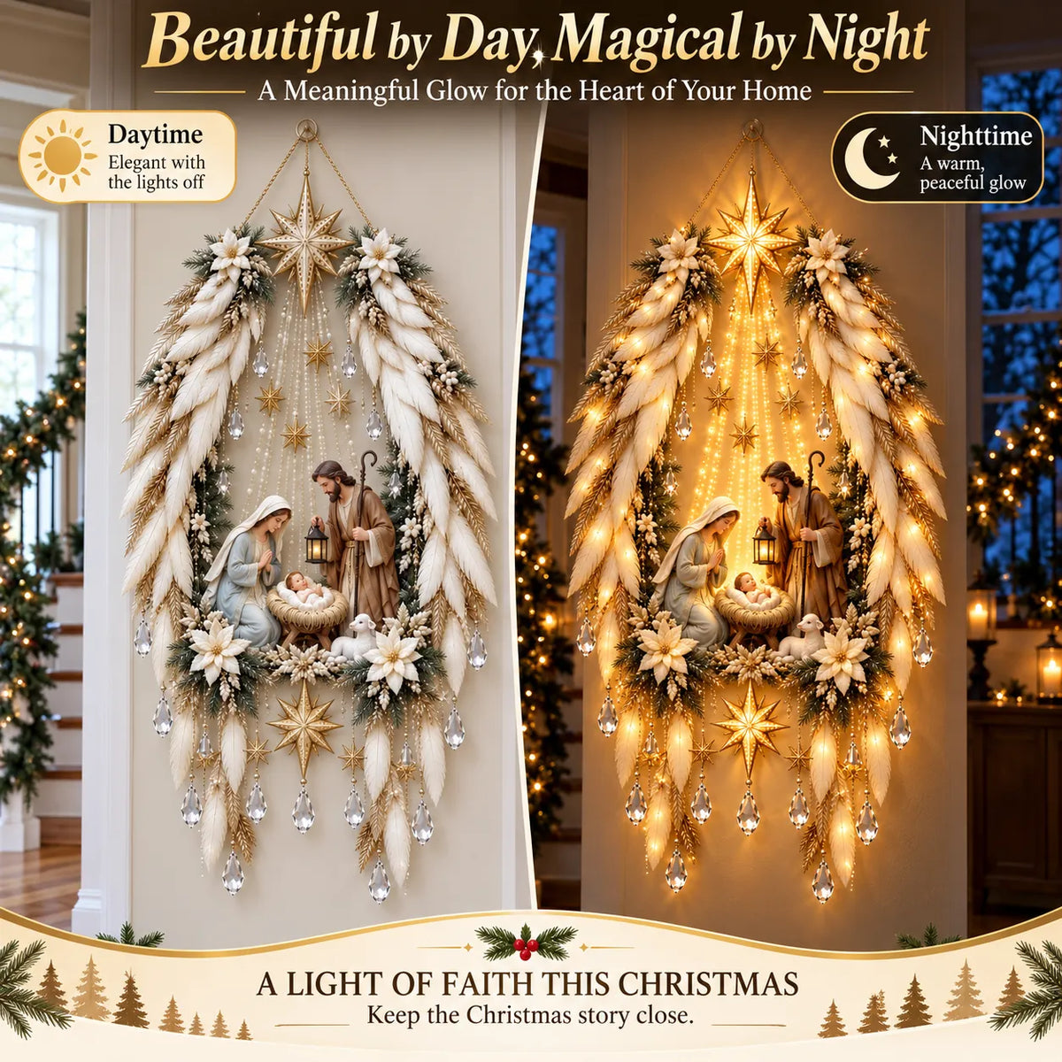 SacredRadiance – Holy Family Lighted Wall Décor