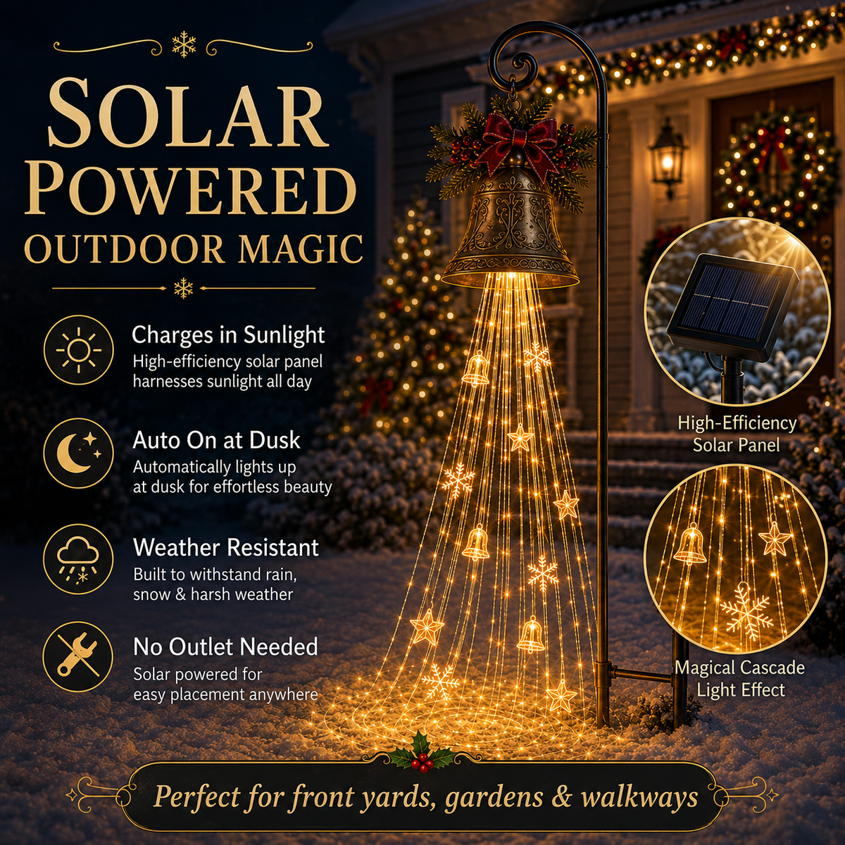 BelloraGlow – Christmas Bell Cascade Solar Yard Light