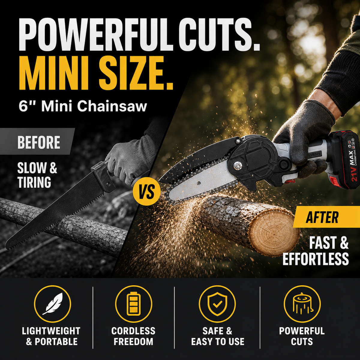 TimberX – Portable Cordless Mini Chainsaw
