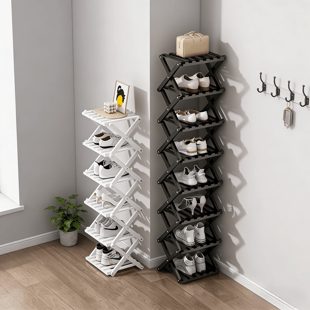 The 9-Tier No-Assembly Bamboo Rack !🌿👟