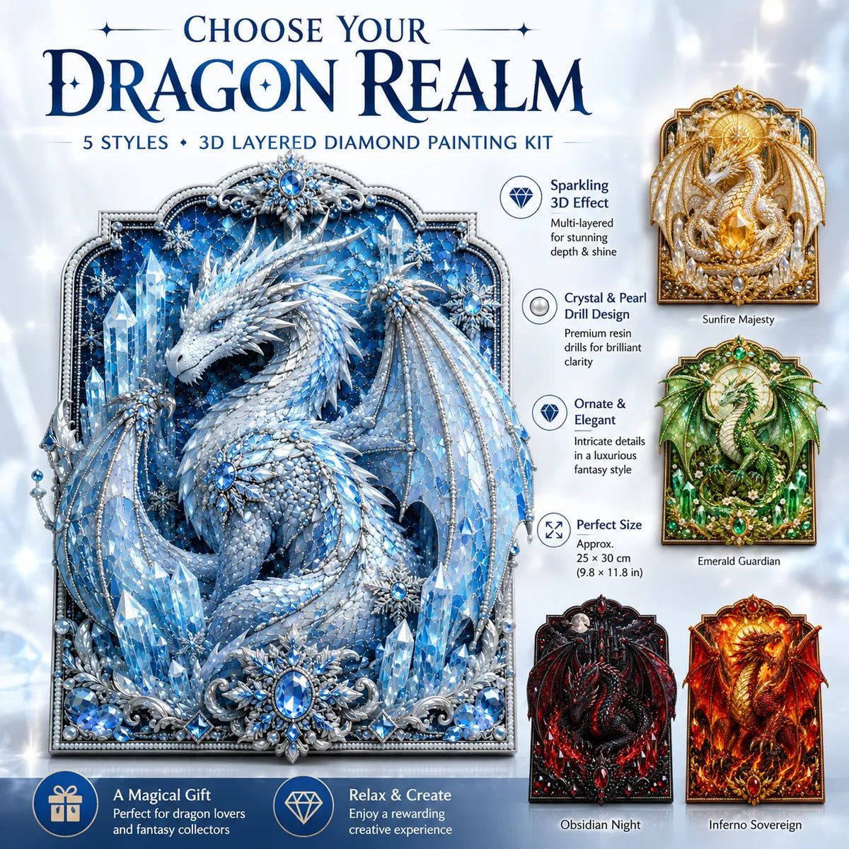 DragonCrest – 3D Fantasy Diamond Painting Kit