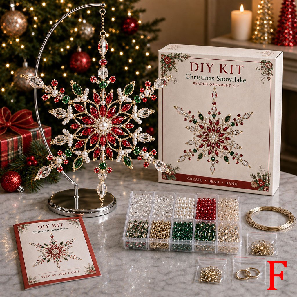 FrostLuxe – Beaded Snowflake Ornament DIY Kit