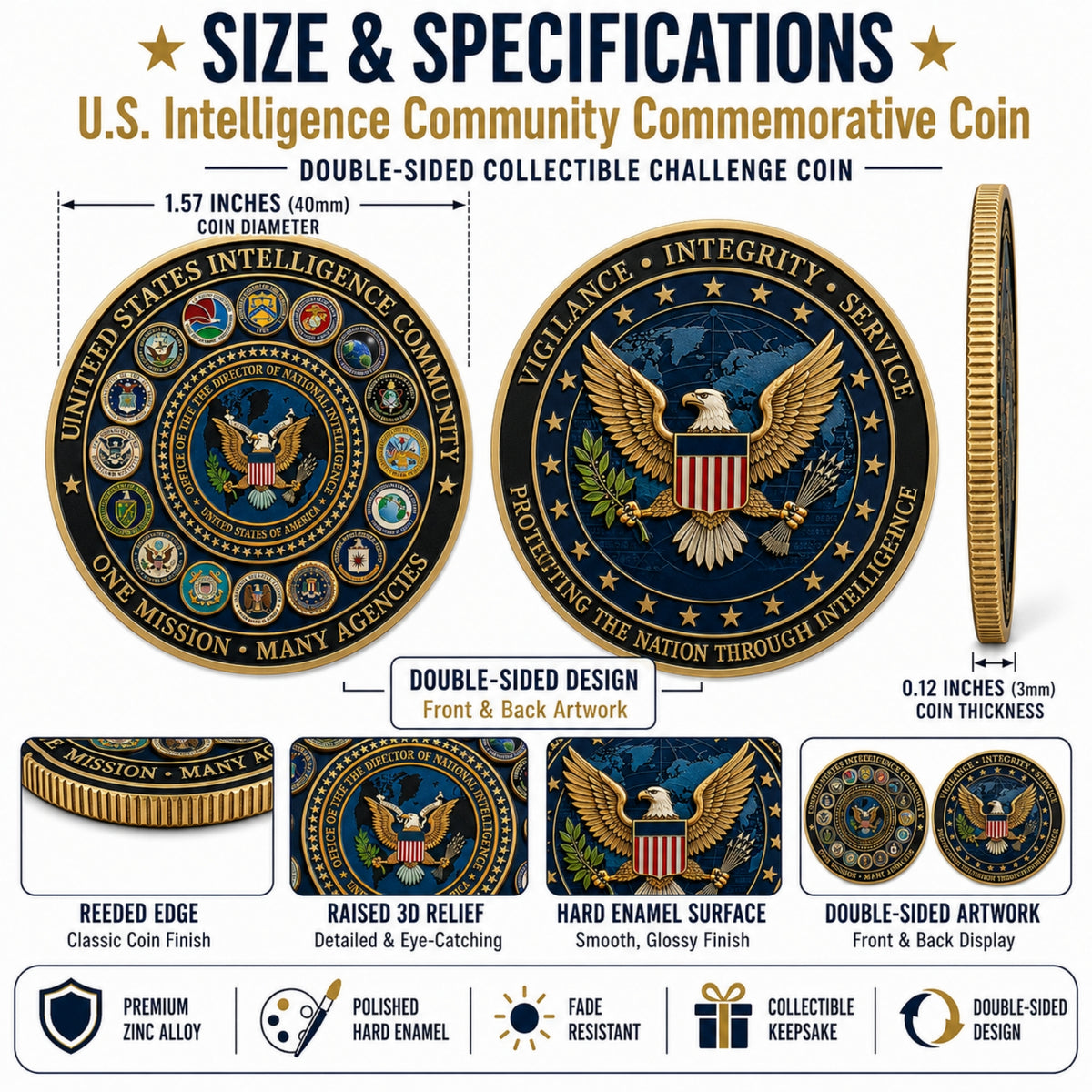 🦅U.S. Intelligence Community Commemorative Coin（Gift box included）