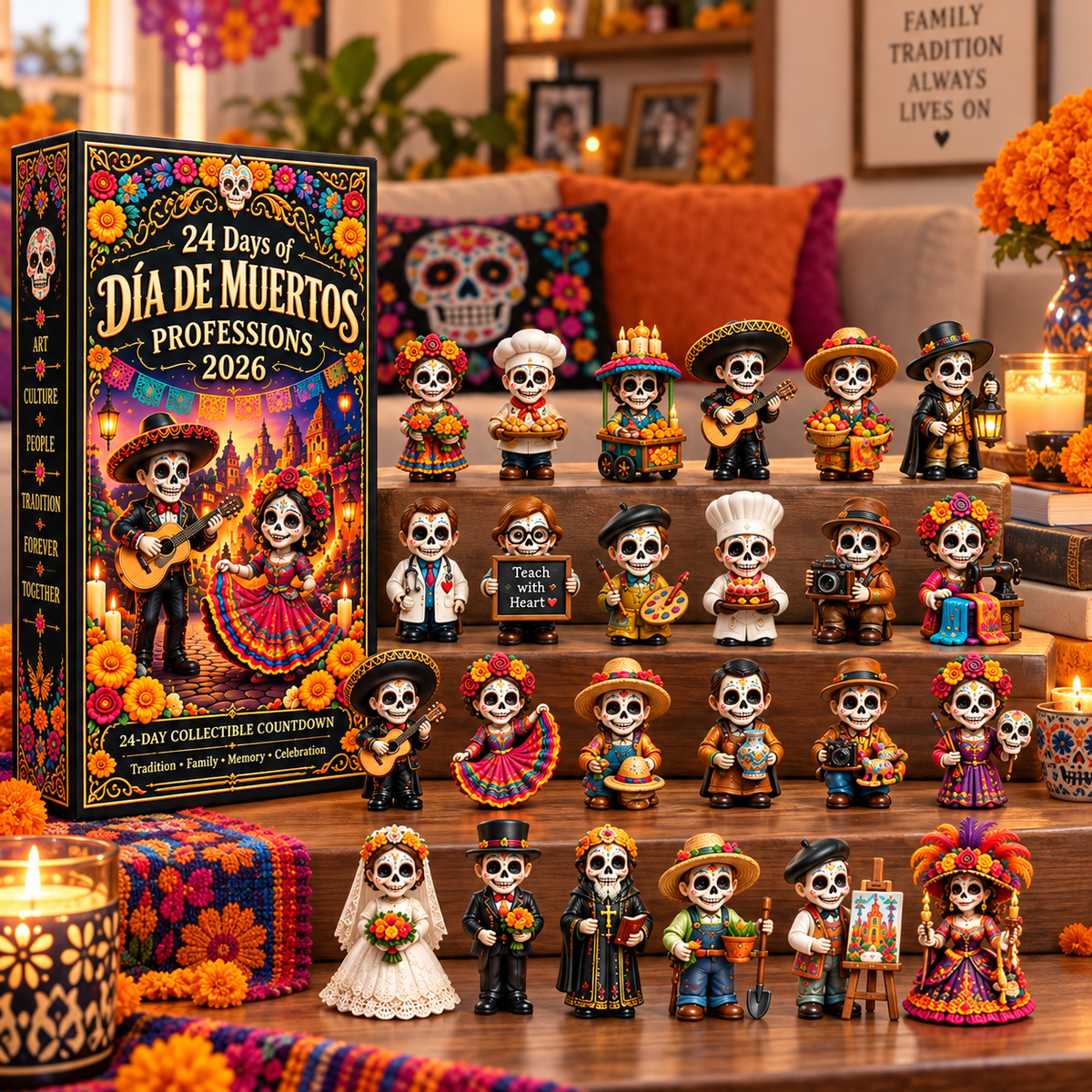 HeritageViva – 24 Unique Calavera Miniatures Countdown