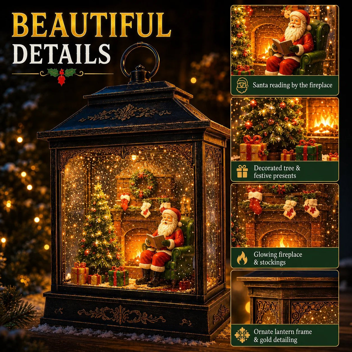 FrostGlow – Santa Magical Fireplace Lantern