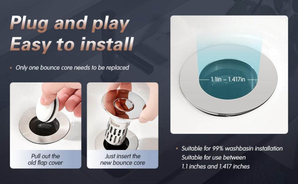 PureDrain – Stainless Steel Pop-Up Drain Stopper