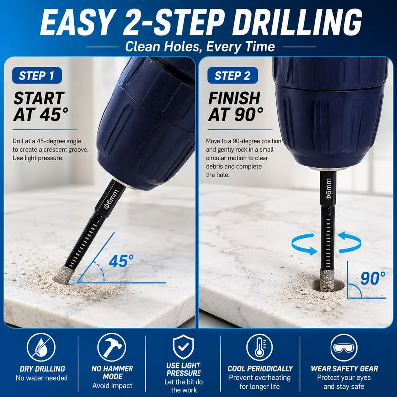 ForgeVanta – 6-Piece Diamond Tile & Stone Drill Bit Set