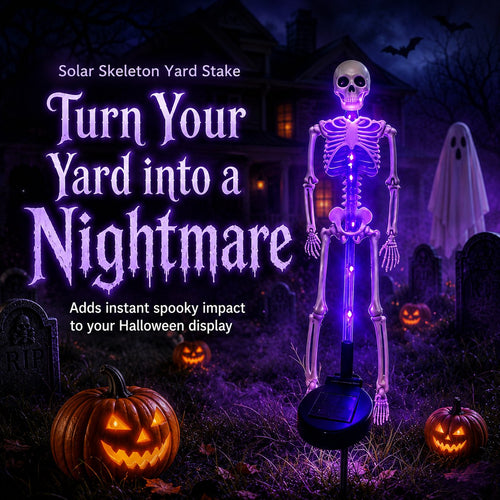 HauntedGlow – Purple Skeleton Solar Yard Stake