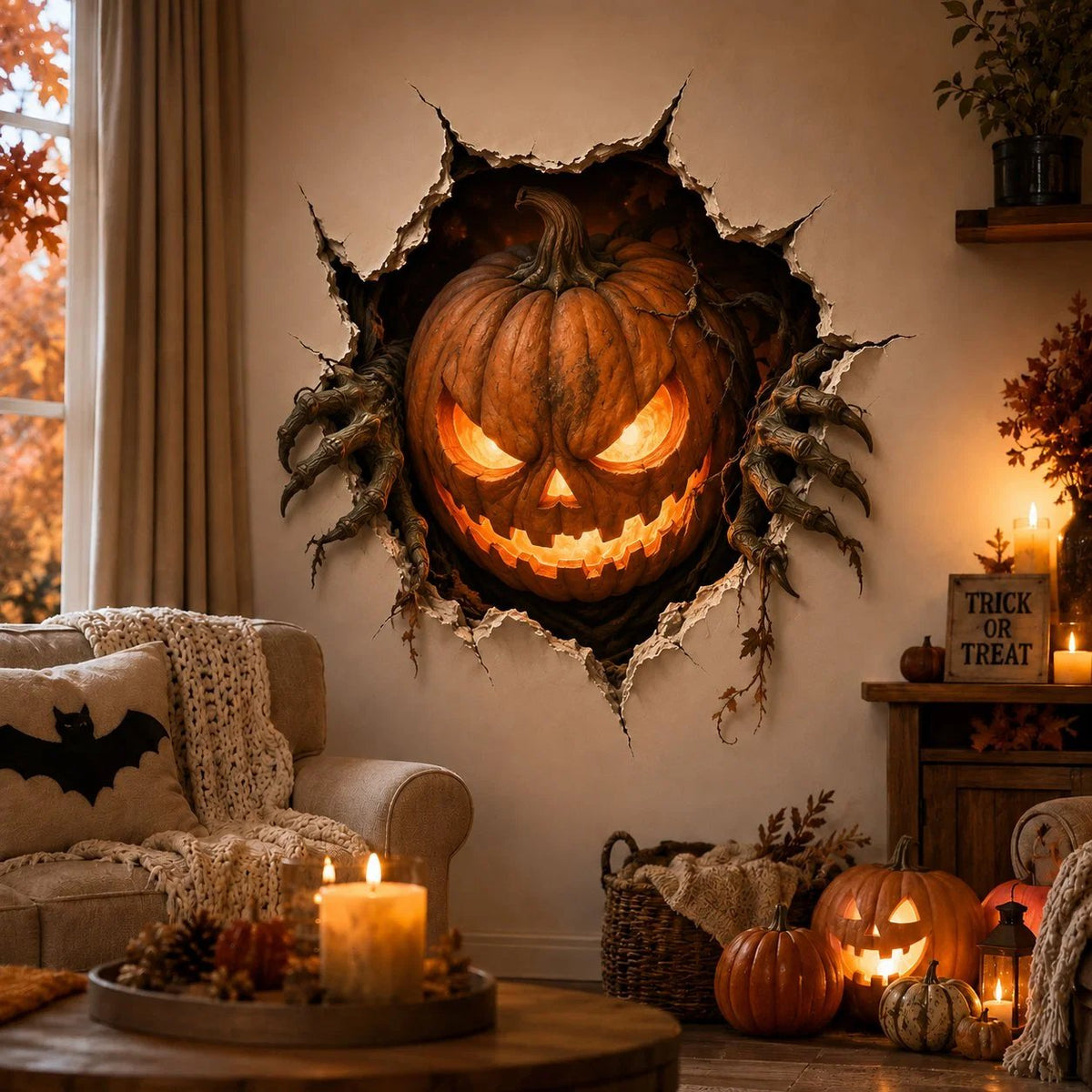 HauntOra – Halloween Witch Break-In Wall Decal