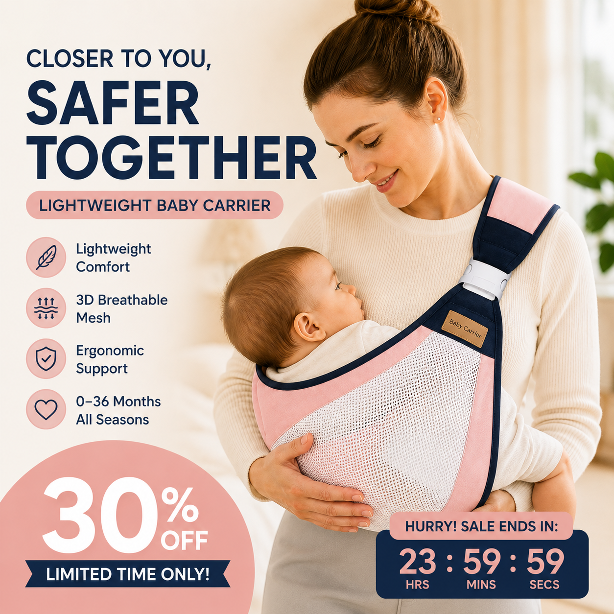 LumiNest – 4-In-1 Breathable Baby Carrier