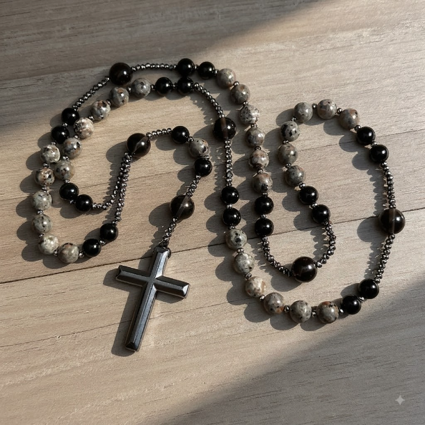 SpiritStone – Unisex Rosary Cross Necklace