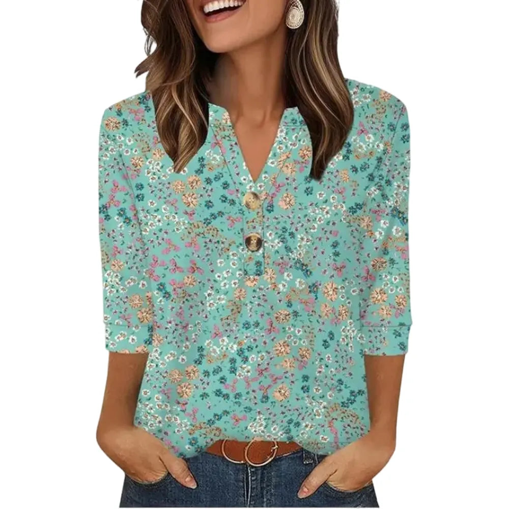 SiennaStyle – Flowy Henley Blouse