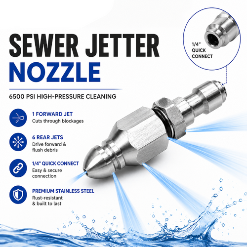JetCrest – 7-Jet Stainless Steel Sewer Cleaner Nozzle