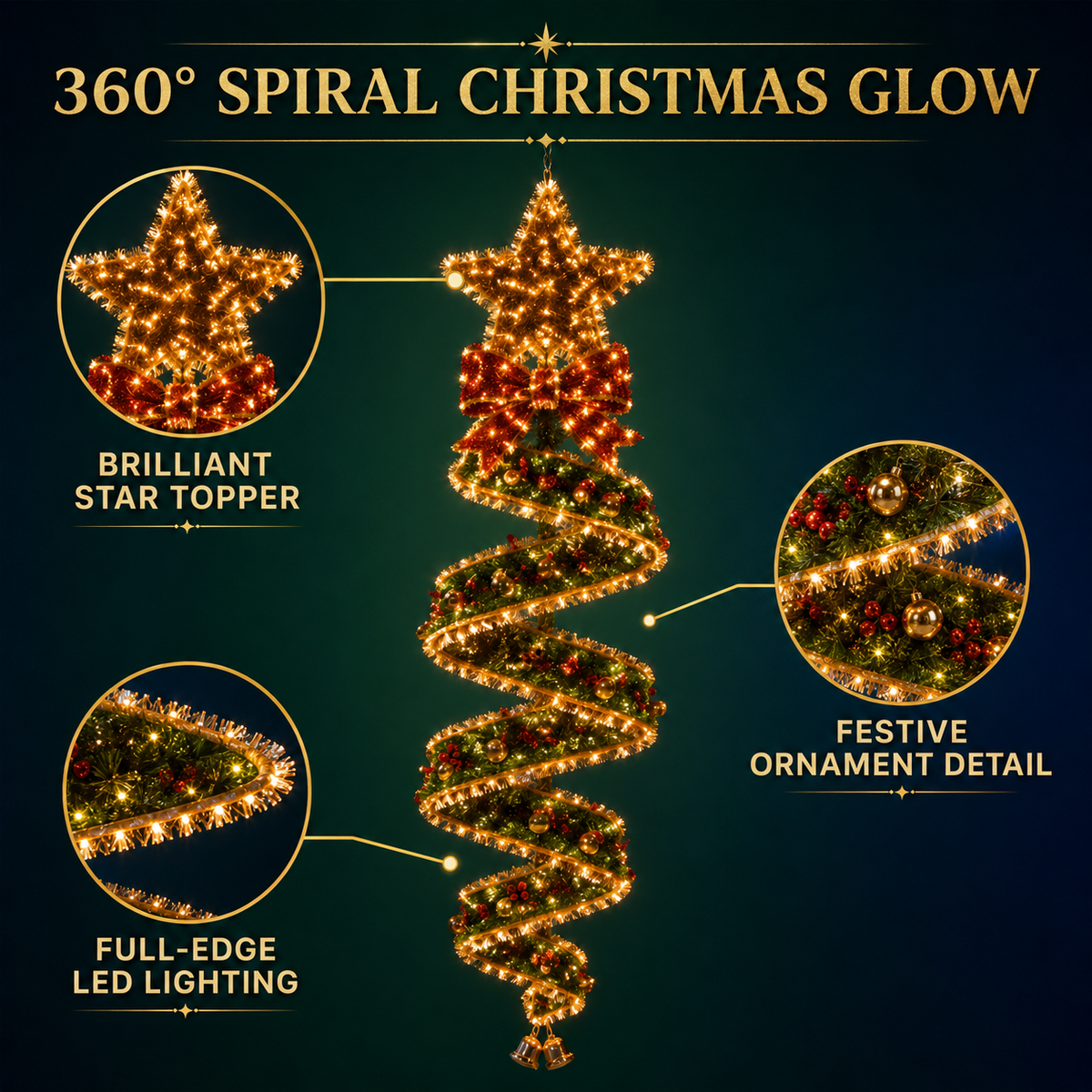 TwinkleVale – Christmas Magic Spiral Hanging LED Light