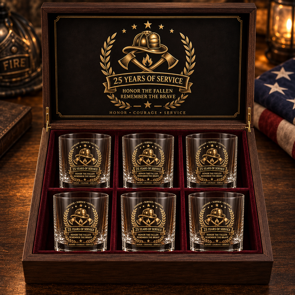 ValorFlame – Firefighter Service Anniversary Glass Set