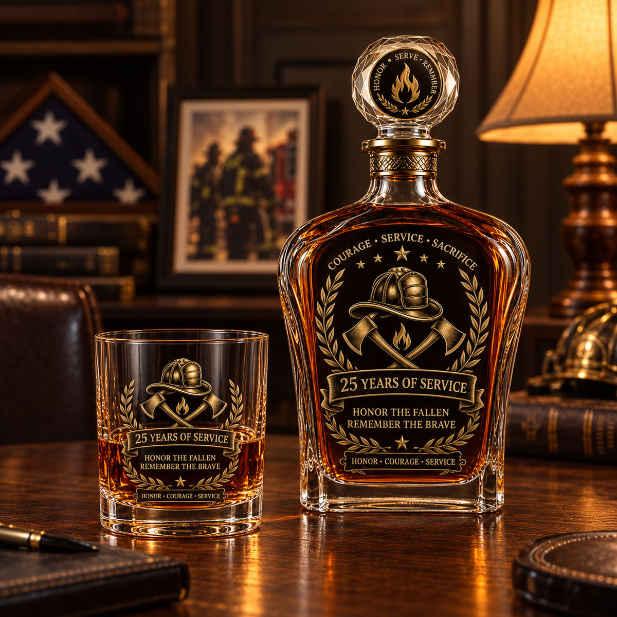 ValorFlame – Firefighter Service Anniversary Glass Set