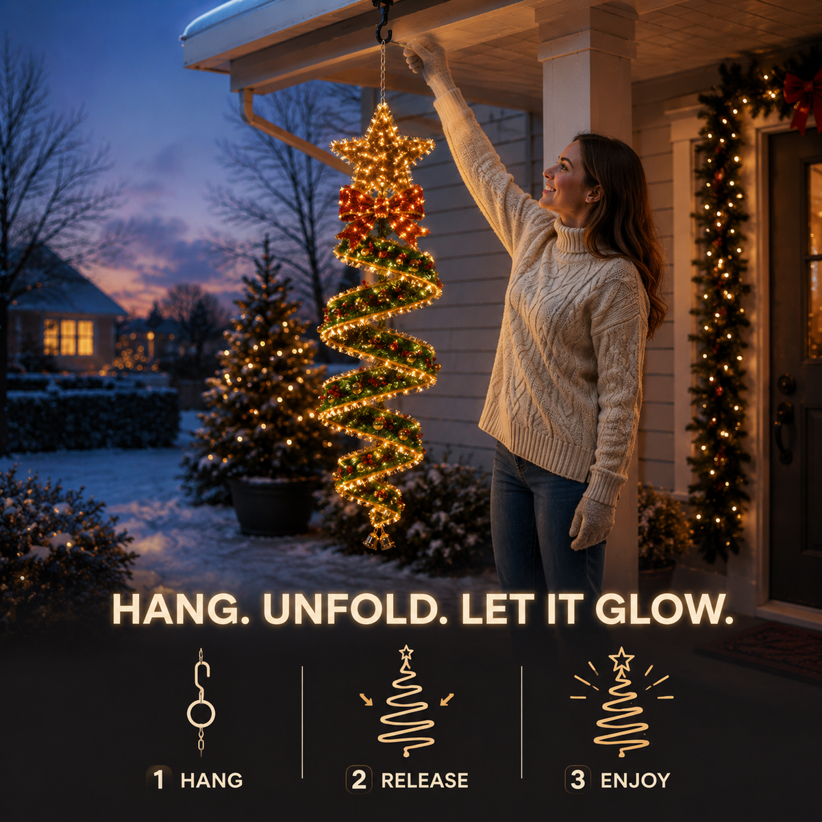 TwinkleVale – Christmas Magic Spiral Hanging LED Light