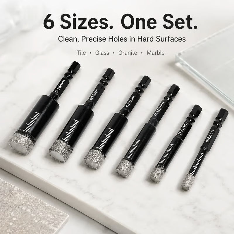 ForgeVanta – 6-Piece Diamond Tile & Stone Drill Bit Set