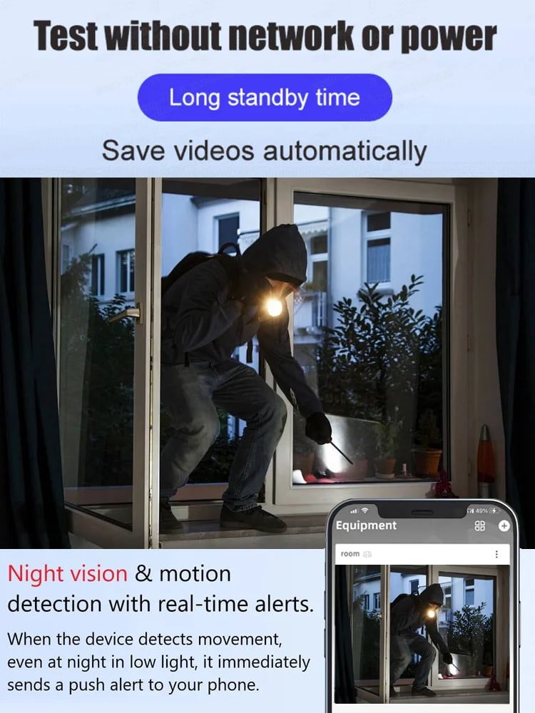[Upgraded ultra-invisible] No-plug camera