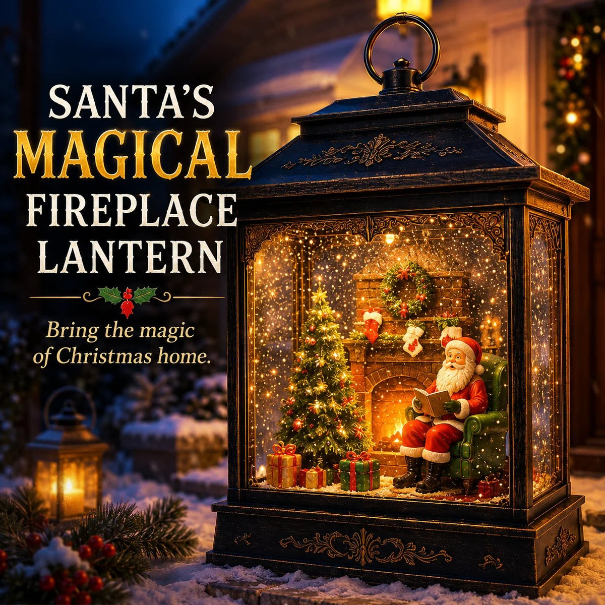 FrostGlow – Santa Magical Fireplace Lantern