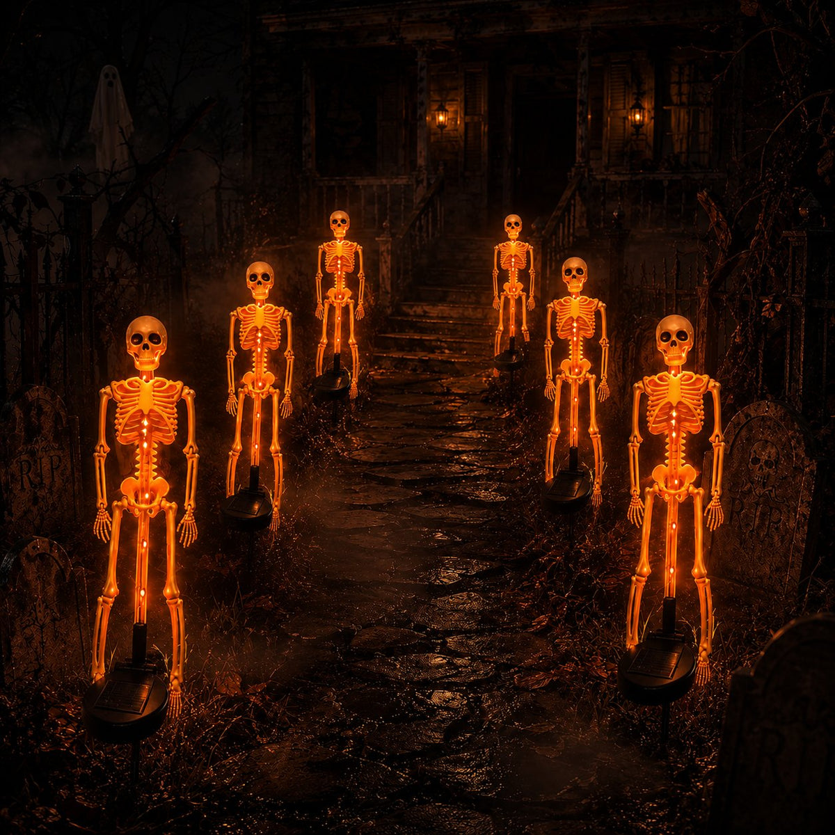 HauntedGlow – Purple Skeleton Solar Yard Stake