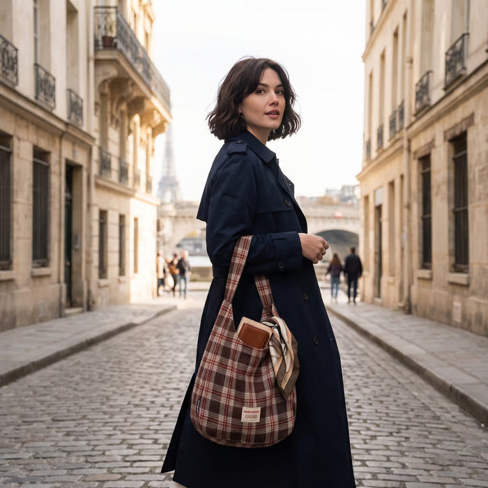 PlaidOra – Vintage Plaid Canvas 3-Way Carry Tote Bag