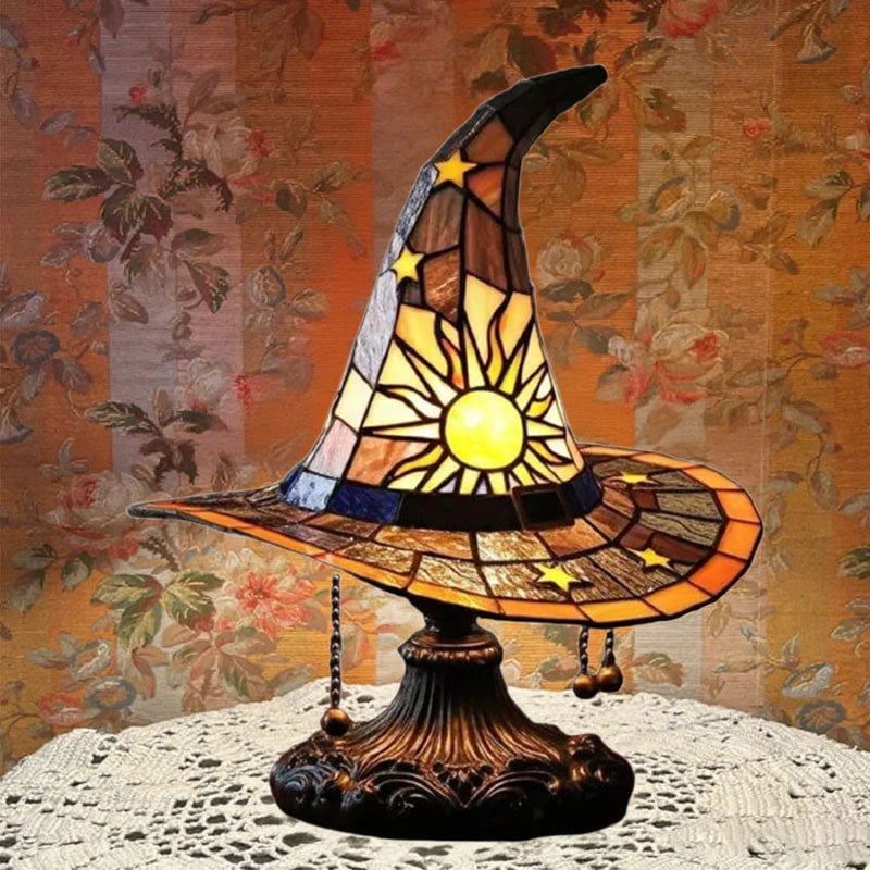 MysticGlow – Witch Hat Stained Glass Night Light