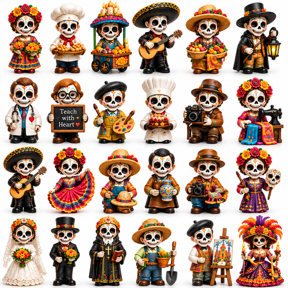 HeritageViva – 24 Unique Calavera Miniatures Countdown