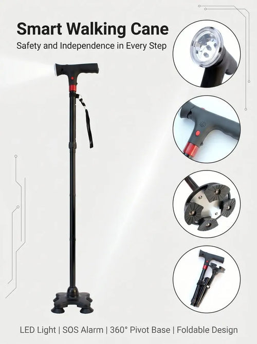 SafeStride – Smart Foldable Senior Walking Cane