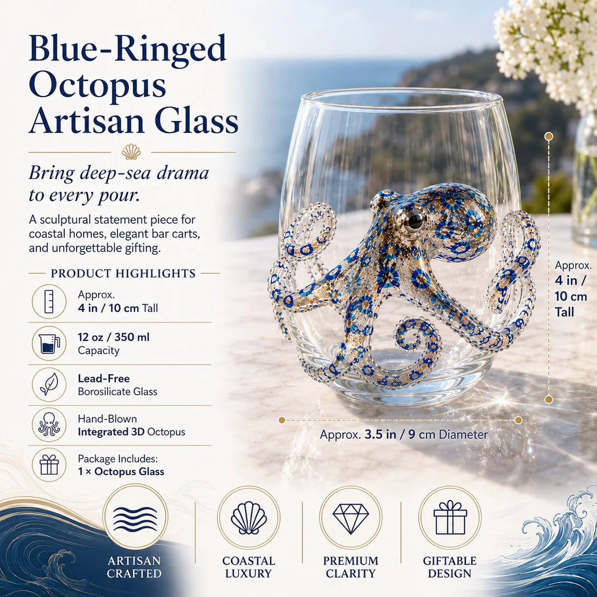 AquaElegance – Coastal Octopus Bar Glass