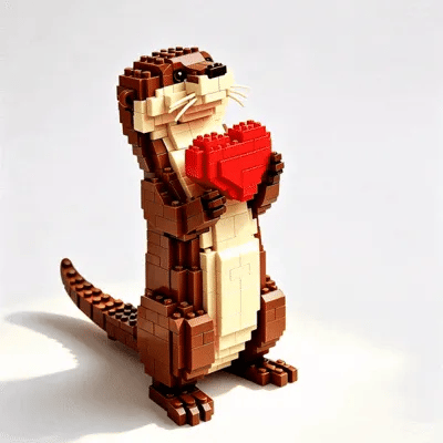 LoveTide – Heart-Holding Otter Building Model