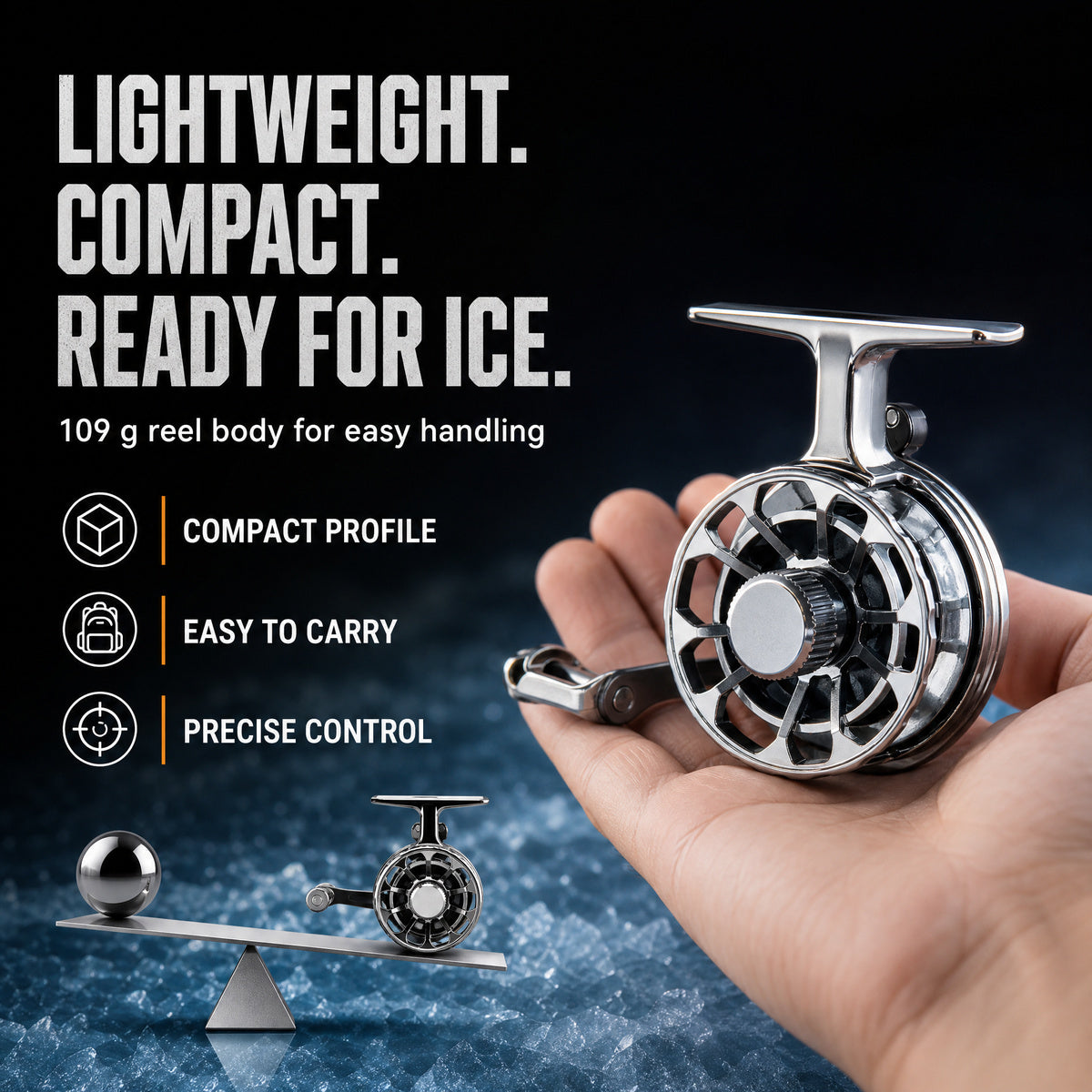 FrostVanta – Compact Metal-Plated Ice Fishing Reel