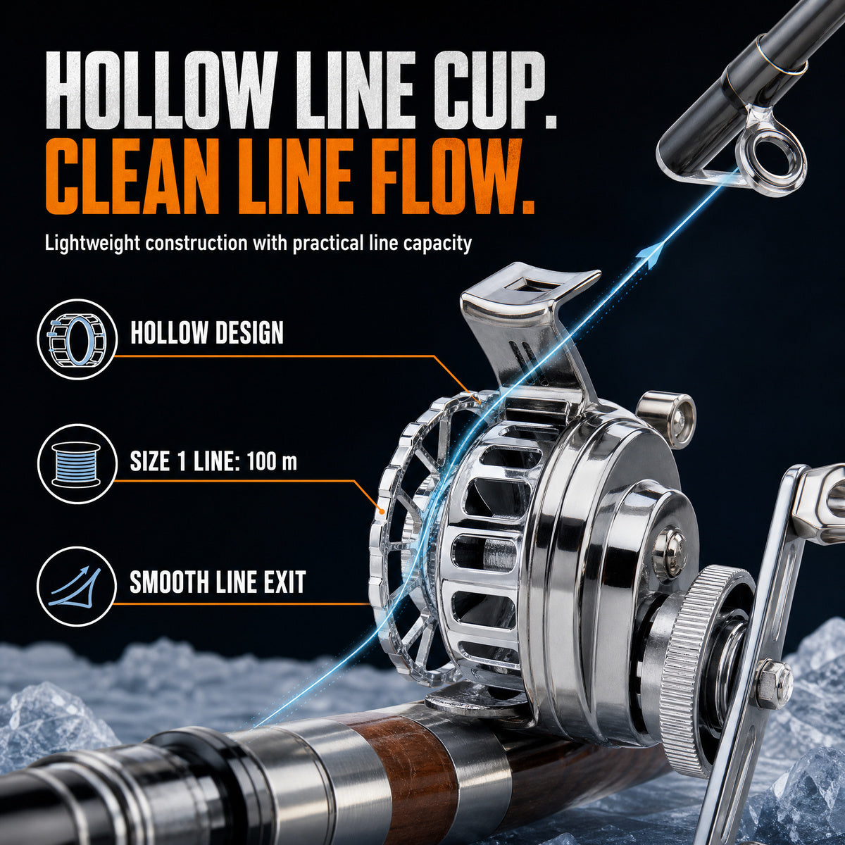 FrostVanta – Compact Metal-Plated Ice Fishing Reel