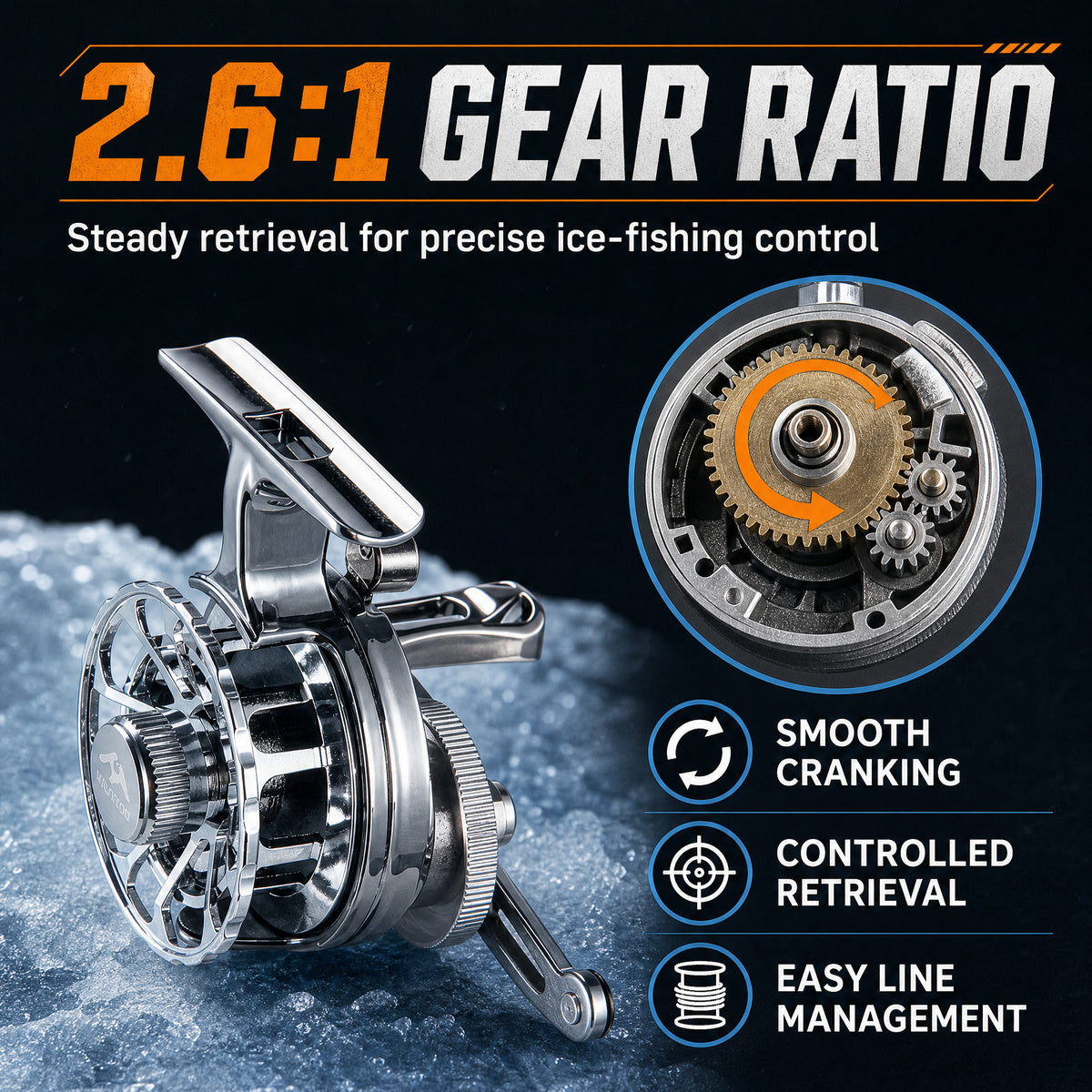 FrostVanta – Compact Metal-Plated Ice Fishing Reel