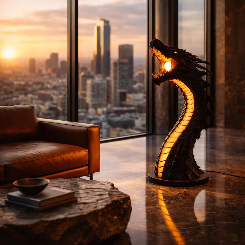 DragonVanta – Medieval Fiery Dragon Floor Lamp