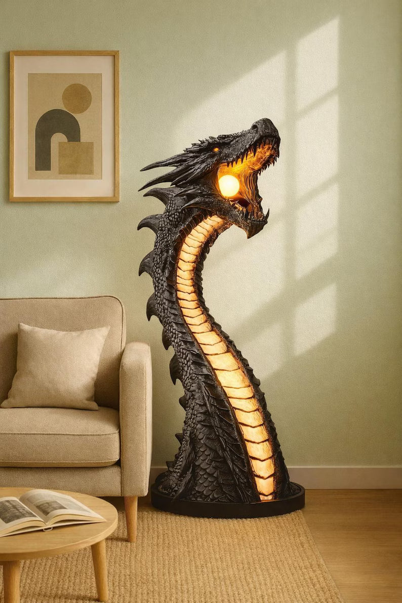 DragonVanta – Medieval Fiery Dragon Floor Lamp