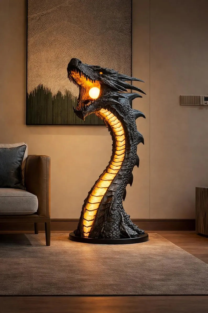 DragonVanta – Medieval Fiery Dragon Floor Lamp