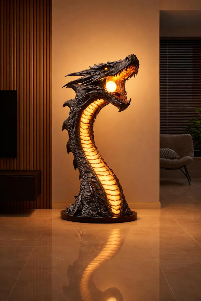 DragonVanta – Medieval Fiery Dragon Floor Lamp