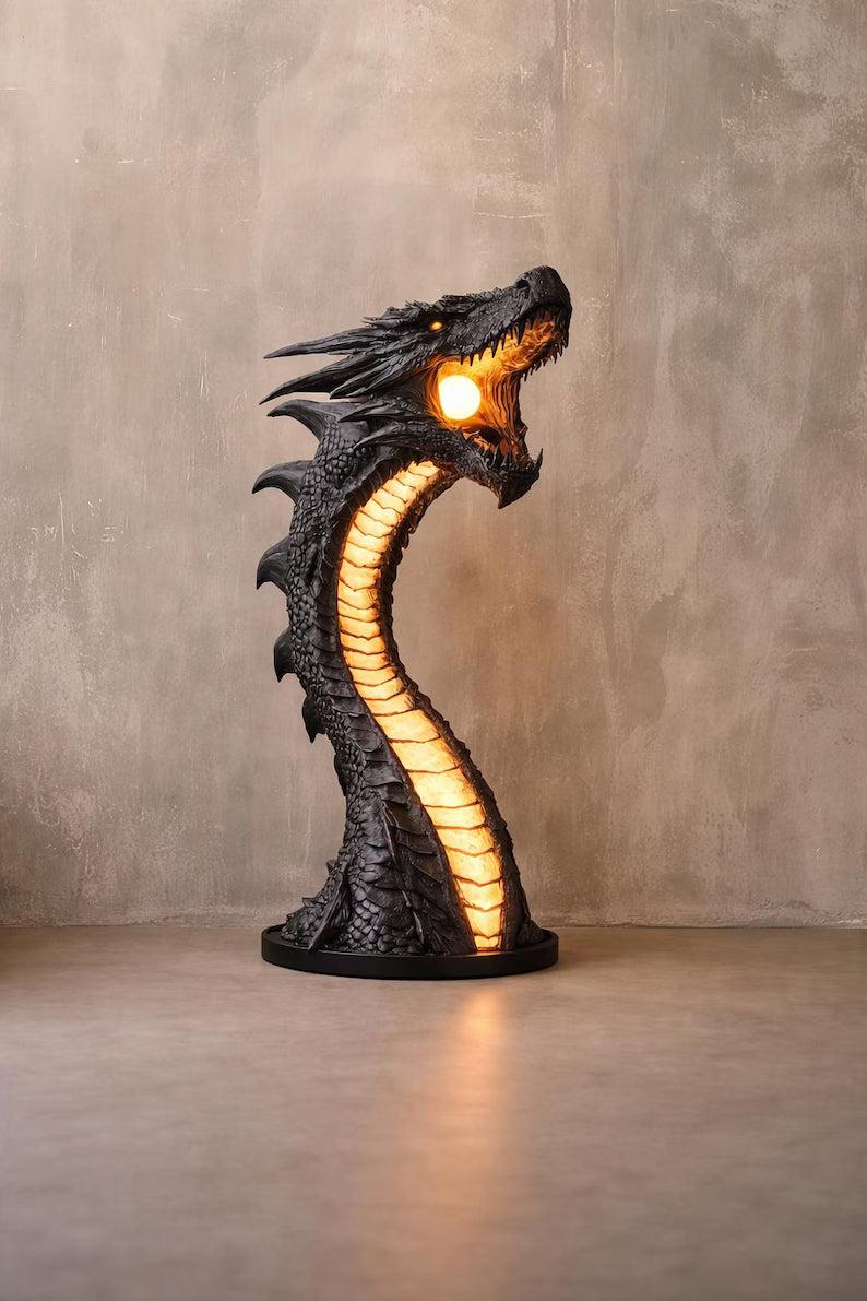 DragonVanta – Medieval Fiery Dragon Floor Lamp