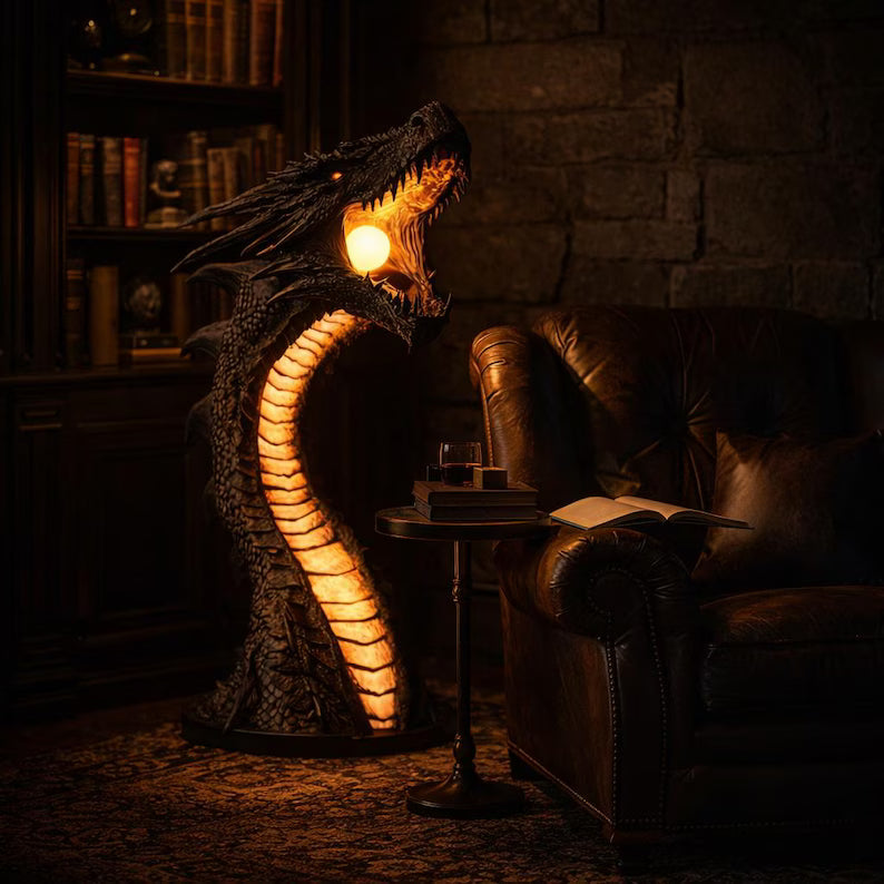 DragonVanta – Medieval Fiery Dragon Floor Lamp