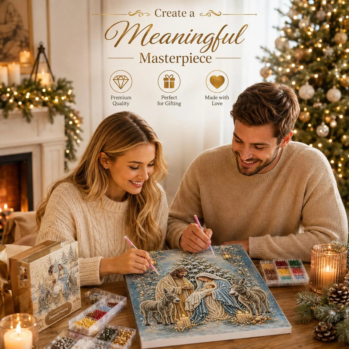 FaithGlow – 3D Nativity Diamond Painting Art Kit