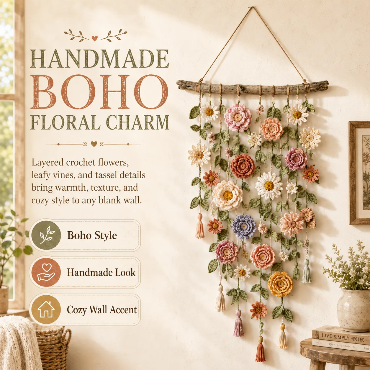 WildPetal – Cottagecore Crochet Wall Décor
