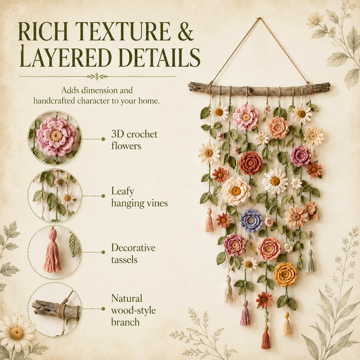 WildPetal – Cottagecore Crochet Wall Décor