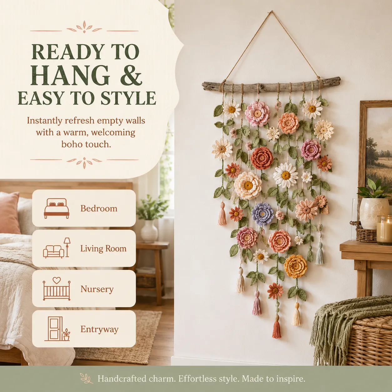 WildPetal – Cottagecore Crochet Wall Décor